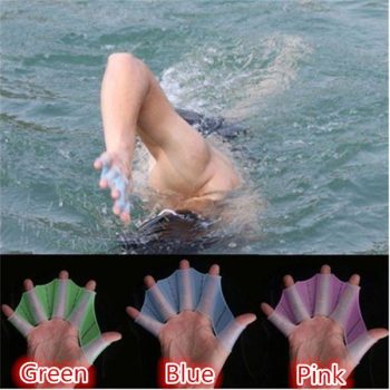 1 Pair Silicone Swim Hand Fins Swimming Pool Half Finger Flippers Swim Training Web Gloves Monofin For Adult Kids