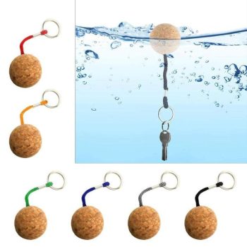 1Pc 3.5Cm Floating Cork Keyring Balls Key Chain, Floatable Soft Wood Ball Keychain Kayak Boats Accessories Diving Key Rings Acr