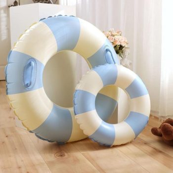 [1Pc Floating Swimming Ring] 1Pc Swimming Ring, Vintage Striped Pattern Pvc Floating Ring, Swimming Pool Beach Party Supplies