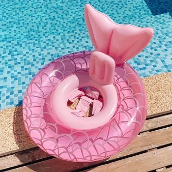 1Pc Mermaid-Shaped Swimming Ring With Handle, Cute Swimming Float With Seat