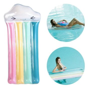 2020 Inflatable Pool Float Transparent Four-Color Cloud Rainbow Floating Row Water Adult Swimming Ring Floating Bed Water Recliner