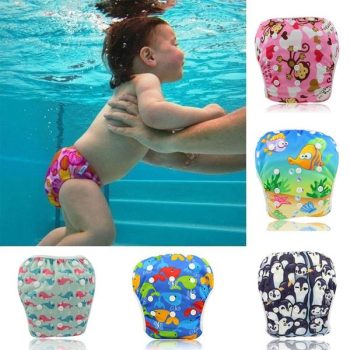 Baby Cute Cartoon Print One Size Reuseable Washable Swim Diapers