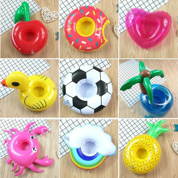 Mini Water Coasters Boia Football Floating Inflatable Cup Holder Swimming Pool Drink Float Toy Cup Stand Wate